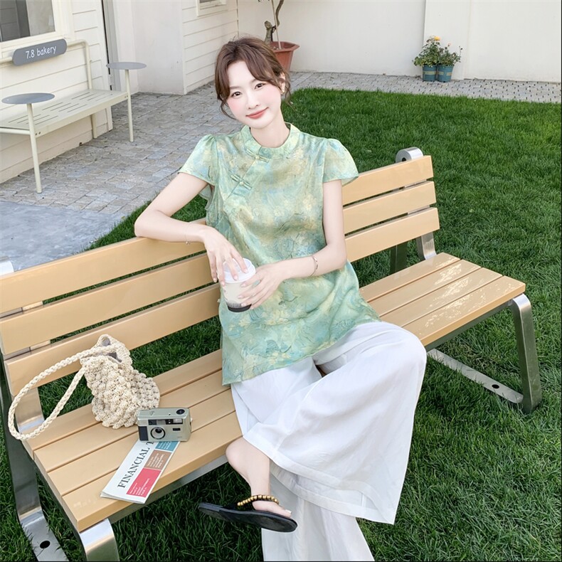 2026年夏季复古风两件套宽松型印花透气时尚潮流,女装套装/套裙,秀美人生