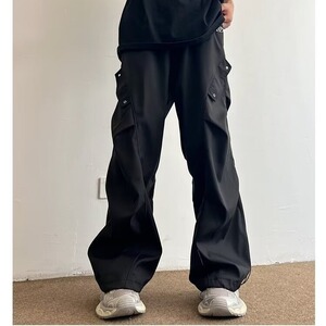 【002】口袋伞兵工装裤男女宽松休闲裤阔腿直筒长裤A079-L15-P44图片