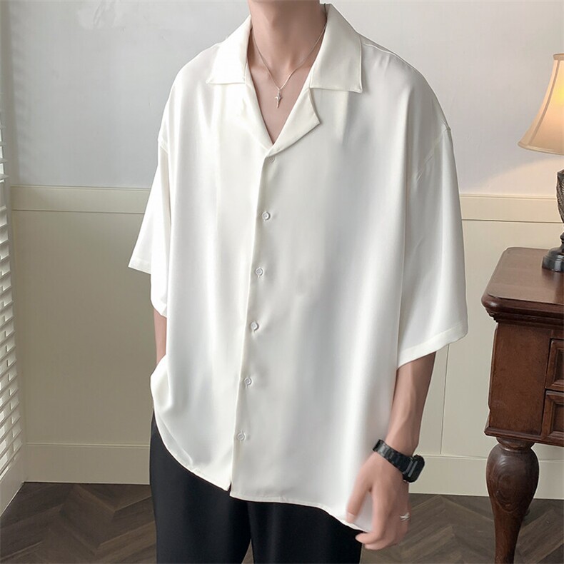 现货-夏季冰丝衬衫男宽松潮牌青少年半袖衬衣-AC230661-P55控89,男装衬衫,电商A351