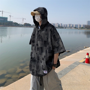 连帽潮流新款T恤青春流行圆领标准男ins夏季潮五分袖T235图片