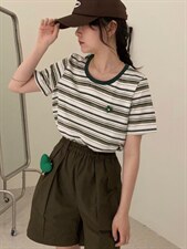 撞色条纹T 花花设计超好看,其它,MOIA