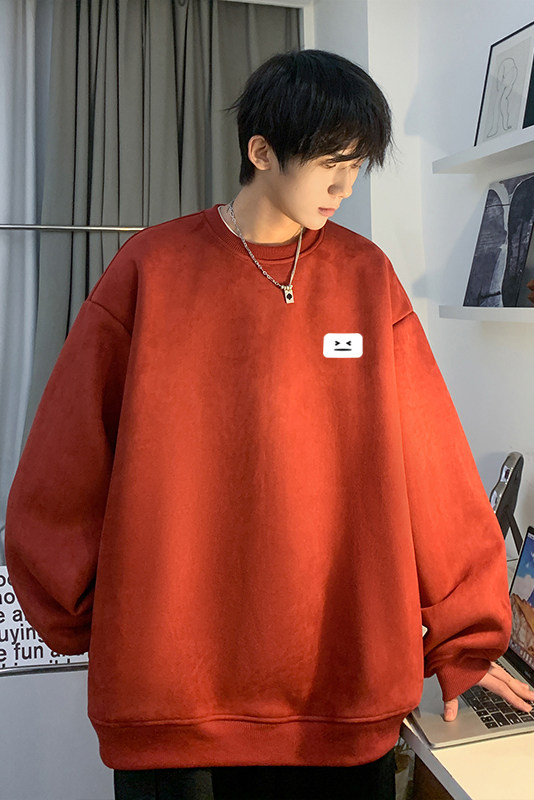 麂皮绒秋季新款青少年百搭宽松远动圆领卫衣JK23341特批36控59,男装卫衣,星座605(原A050)