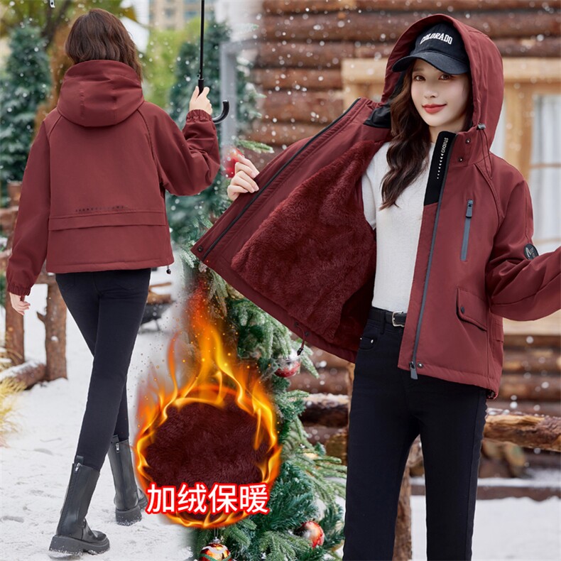 2024年冬季新款百搭加绒棉衣加绒保暖派克服,女装棉衣/棉服,悦祺