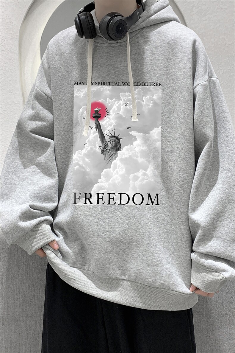 纯棉连帽卫衣男大码运动帽衫宽松薄WY2326-P35加绒款-P40,男装卫衣,电商A040