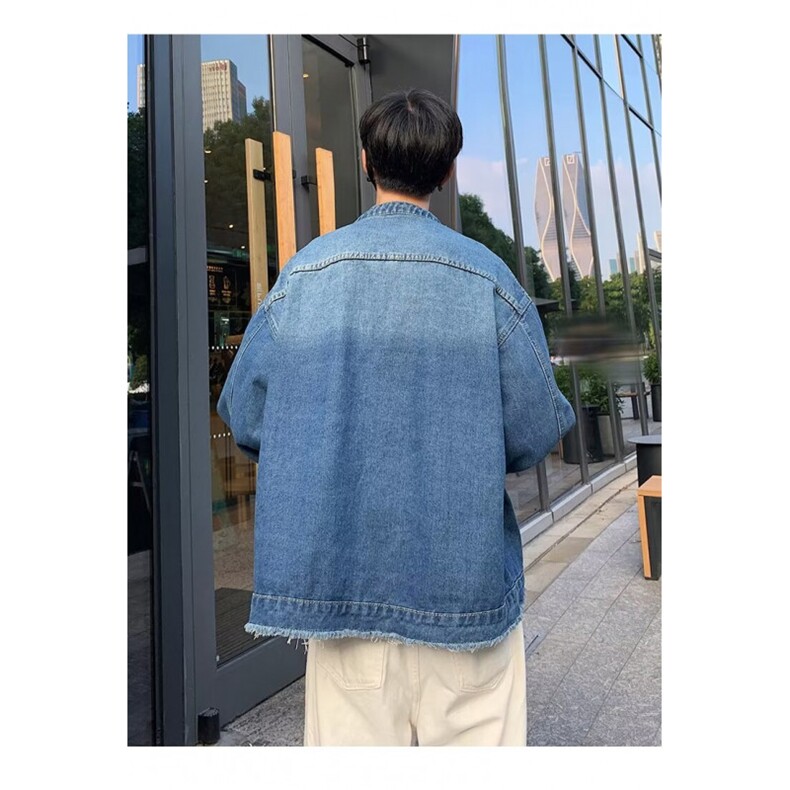 A1010P70男生秋装新中式潮牛仔外套男复古宽松水洗做旧,男装工装外套,星座512-6