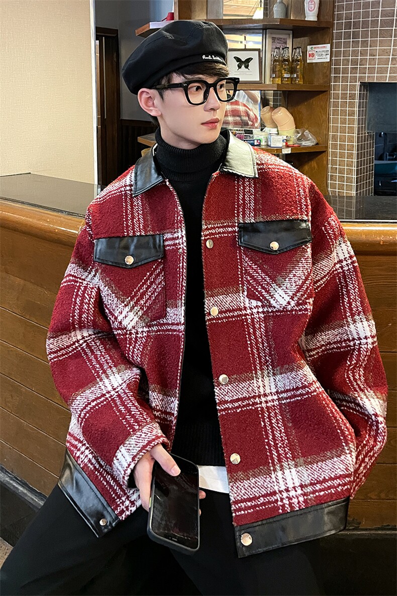秋季新款男士格子夹克韩版简约外套上衣服A071-JK09-P110,男装夹克,电商A071