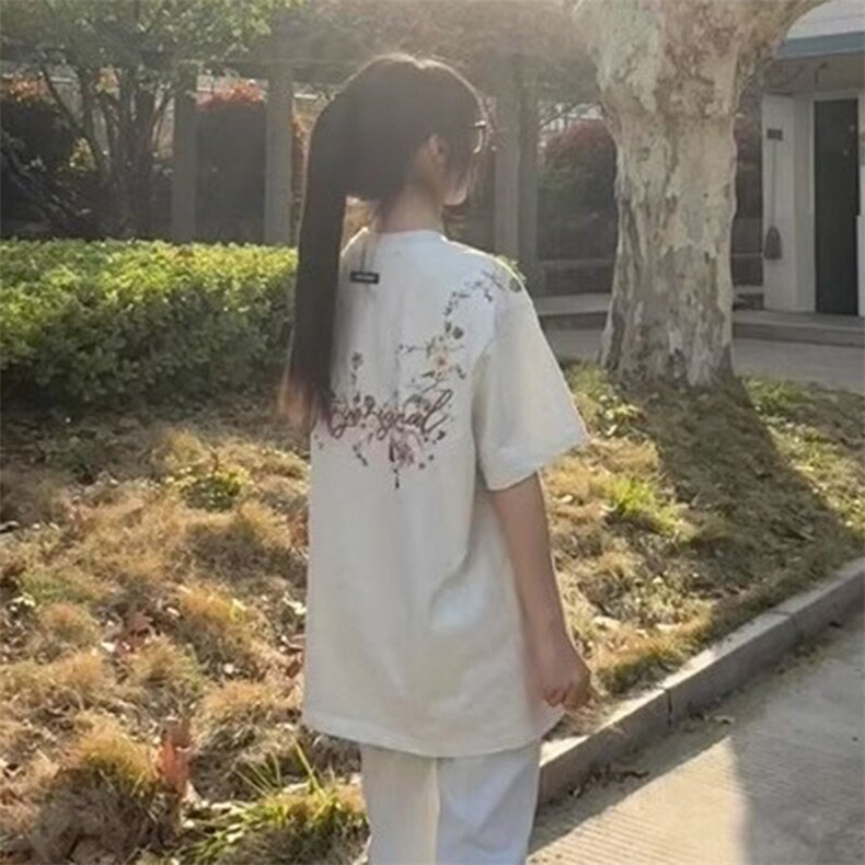 万针全刺绣工艺抖音得物高品质260克重磅纯棉双纱美式高街短袖T恤,男装T恤,电商A486