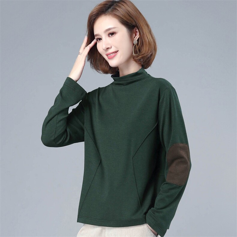 长期现货，秋冬款圆领卫衣休闲绣花拼接打底衫女，女装T恤，涵誉