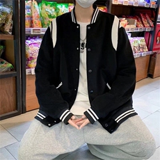 2025棒球服韩版ins宽松夹克男春秋季款毛呢情侣外套男女W6263-P52，男装夹克，星座412-2