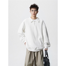 TWY27特P38控68polo圆领条纹情侣卫衣宽松外套男97聚酯纤维3氨纶，女装短外套，电商B370