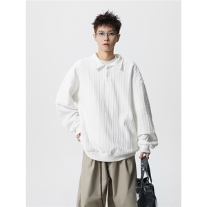 TWY27特P38控68polo圆领条纹情侣卫衣宽松外套男97聚酯纤维 3氨纶图片