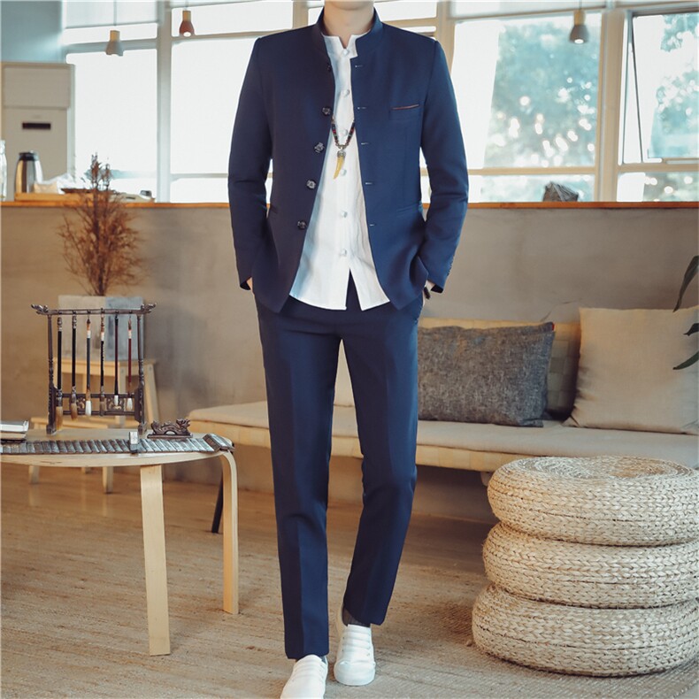 中山装西服套装男唐装西装两件套风外套A334-TZ107-P150，男装民族服装，电商B339(原A334）