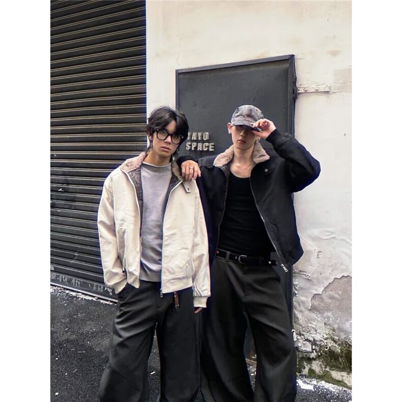 冬季美式拼蛇皮纹PU皮棉衣ing短款保暖夹克座山雕棉服男女款,男装夹克,星座506A