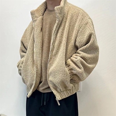 日系软糯立领羊羔毛外套男冬季短款仿羊羔绒工装棉衣夹克W105，男装夹克，星座1116A（原606A-3）