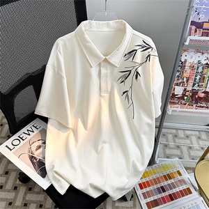 夏季中式刺绣风设计感翻领POLO衫男短袖休闲体恤潮POLO5054-P35图片