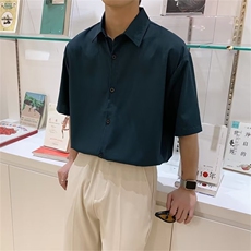 男春秋情侣宽松休闲衬衣纯色短袖衬衫FC11P28，男装衬衫，星座1116-2