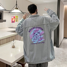 牛仔夹克男大码牛仔外套男茄克NJ77317-P60加绒款-P75，男装夹克，电商A040
