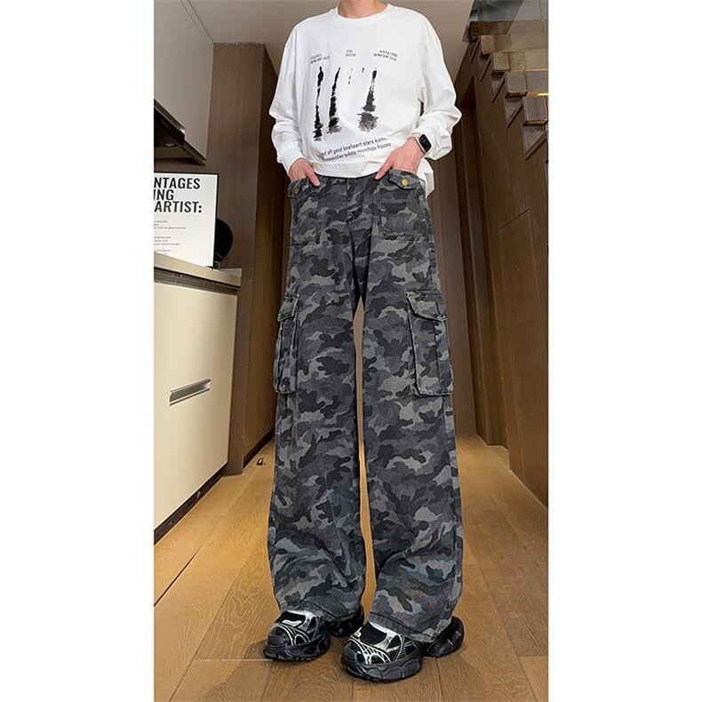 现货高街辣妹宽松阔腿直筒口袋工装迷彩裤男女K5815-P65控89,男装工装外套,星座205