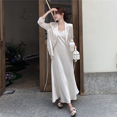 新品春装绸缎两件套外套+吊带裙2c116-2538-p170-k248，女装套装/套裙，2C116