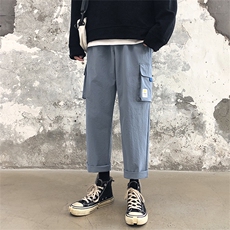 加绒百搭2021九分裤男潮流宽松运动工装裤5106-P30加绒批35，男装休闲裤，星座718-1