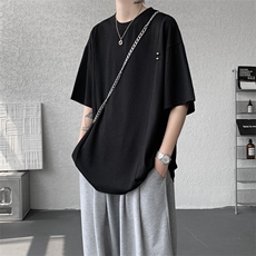 超大码金属标手工设计肌理感短袖T恤8XL-M垂感冰丝半袖DX1220/P38，男装T恤，电商B238