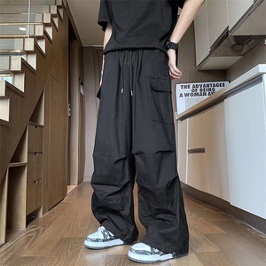 纯色宽松型工装裤潮牌美式工装伞兵裤男款直筒休闲束脚A609/P50图片