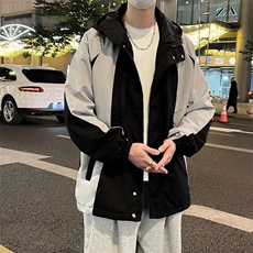 冲锋衣外套男春秋2024新款防风防水夹克男连帽宽松褂子W5638-P62，男装夹克，星座412-2