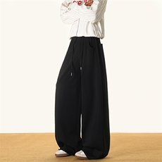 8XL-M灰色抽绳休闲裤男宽松阔腿裤卫裤设计感拖地裤男裤K9174P58，男装休闲裤，电商D206-1