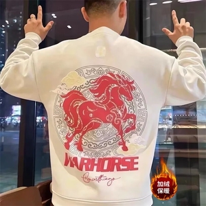 1506-1/WWJ42161/P36印花秋冬卫衣男冬季韩版新款圆领宽松上衣图片