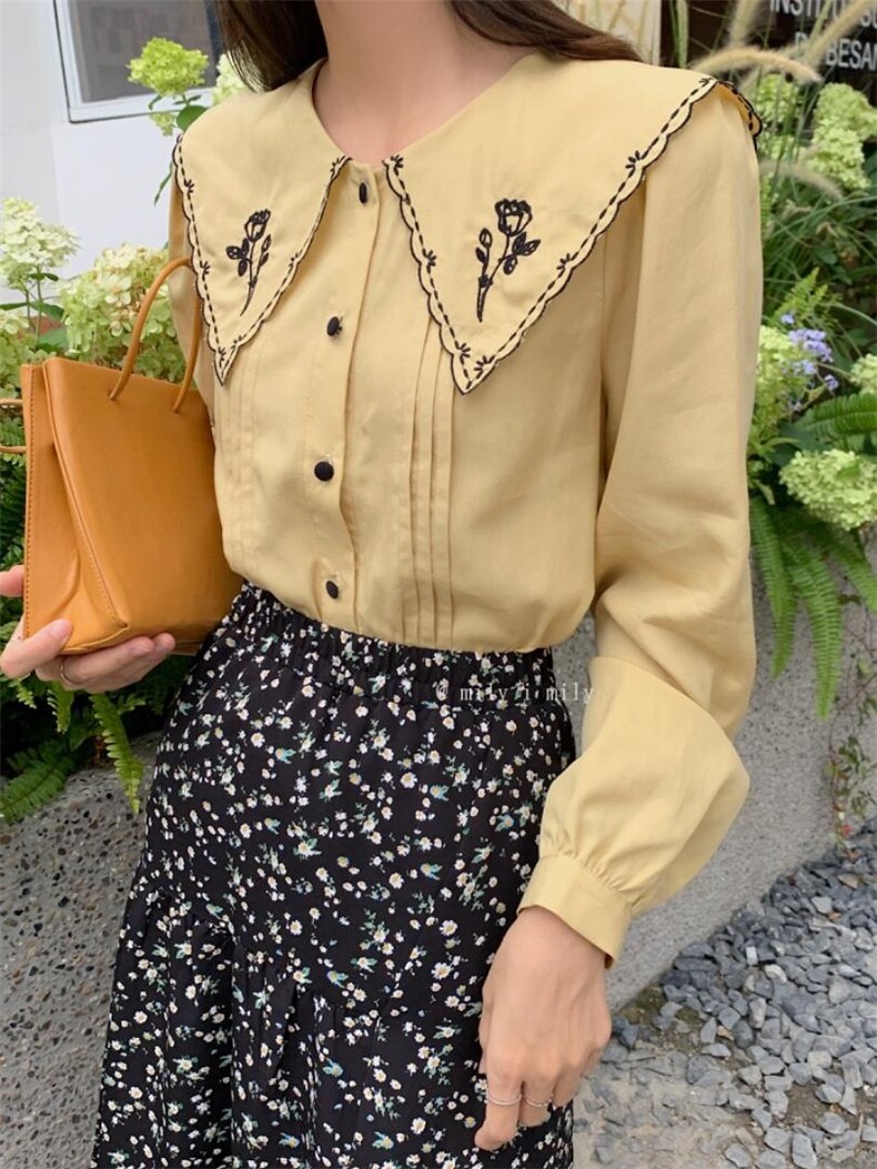 秋季新款刺绣衬衫，女装衬衫，mily i mily 觅莉