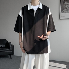 8XL-M拼接撞色短袖t恤男款夏季新款半袖POLO衫加肥加大码DT004P38，男装T恤，电商B312