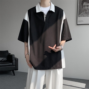 8XL-M拼接撞色短袖t恤男款夏季新款半袖POLO衫加肥加大码DT004P38图片