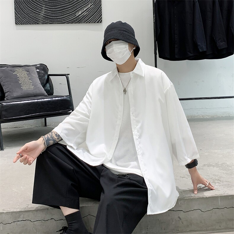 CS02-P24慵懒宽松夏季七分袖衬衫,男装衬衫,星座1501-1