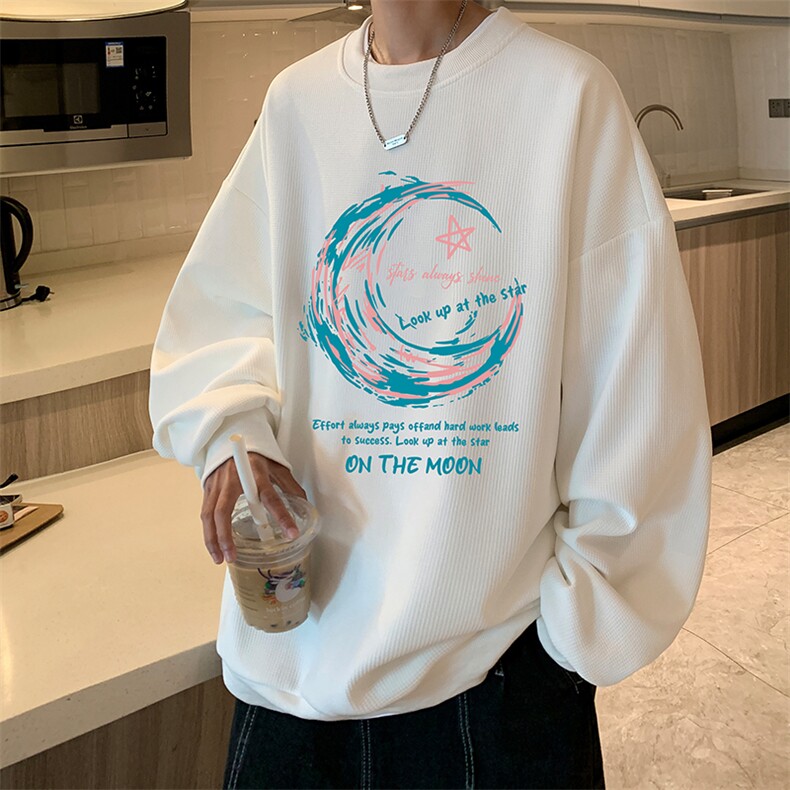 华夫格卫衣圆领卫衣男大码长袖t恤男外套 HW76341-P30加绒款-P40图片