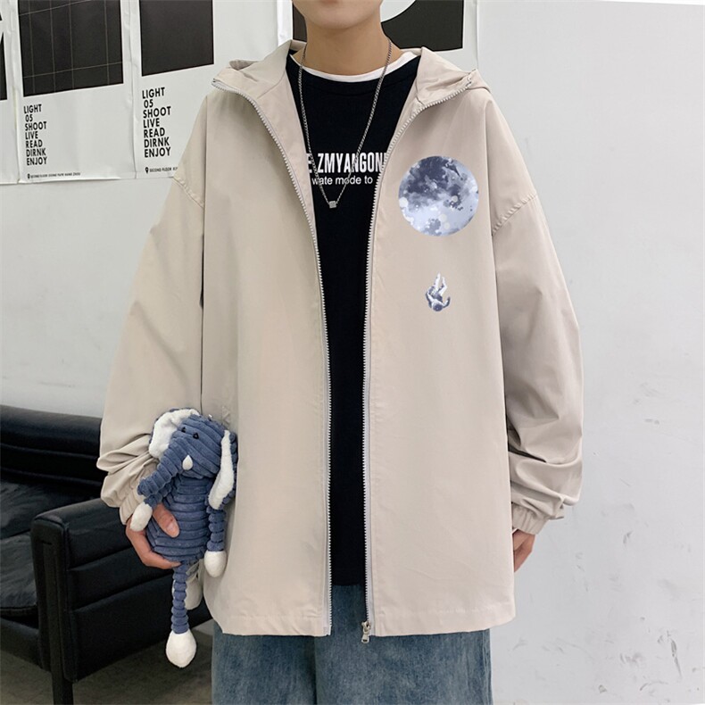 JK03-P45港风连帽夹克春季男潮流大码开衫男休闲外套男,男装夹克,电商B367