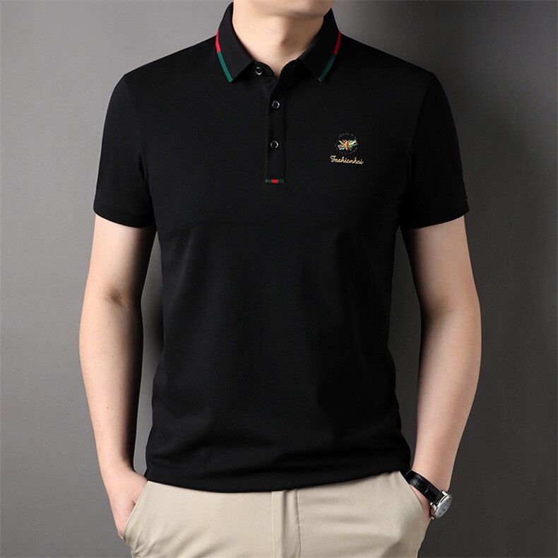 保罗t恤半袖衬衫领Polo衫男士短袖2023新款夏季翻领中年衣服体恤,男装T恤,电商B212（原钱塘6029）