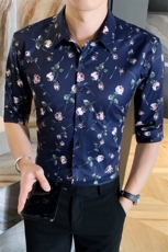 312A-101-P552025新款韩版修身帅气花衬衫英伦时尚男士衬衣A，男装衬衫，星座312A-5
