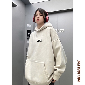 麂皮绒连帽卫衣 直播品质重磅400克ATS英文印花JL7164-P45控78图片