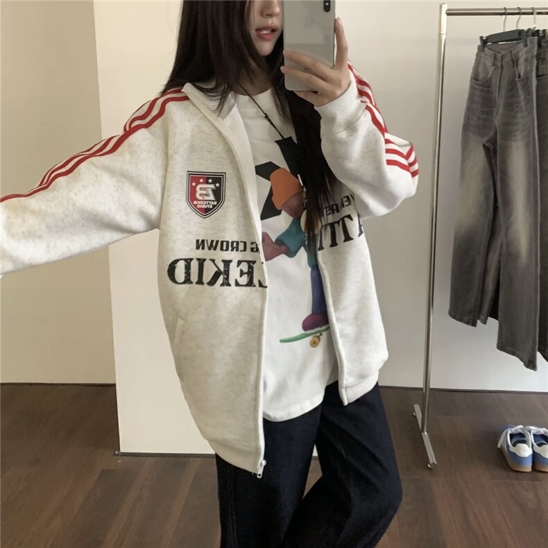 5328-P52原版做工食毛华棉复合牛奶丝休闲宽松外套薄款,女装卫衣/绒衫,星座617A-2