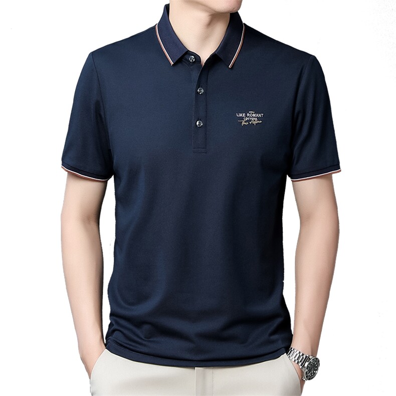 翻领宽松POLO衫短袖百搭中年2024夏季上衣潮流时尚T恤QP2293-P55,男装Polo衫,星座1105-3