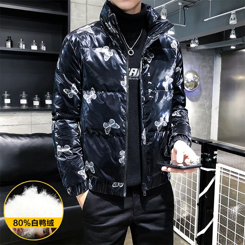312A-001-P175 2025冬季新款时尚蝴蝶图案羽绒服外套男80%白鸭绒K图片