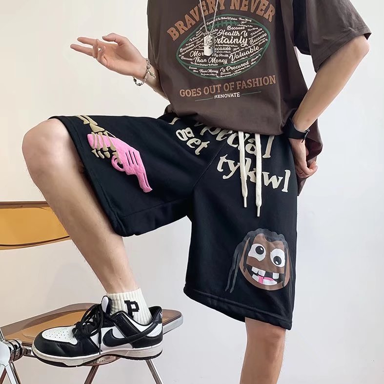 运动短裤男ins潮牌港风2024夏季百搭休闲裤子宽松五分裤K1827-P30,男装休闲裤,星座412-3