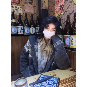 网图有货 美式费尔岛牛角扣连帽毛衣开衫针织外套男女 A1036-P58图片