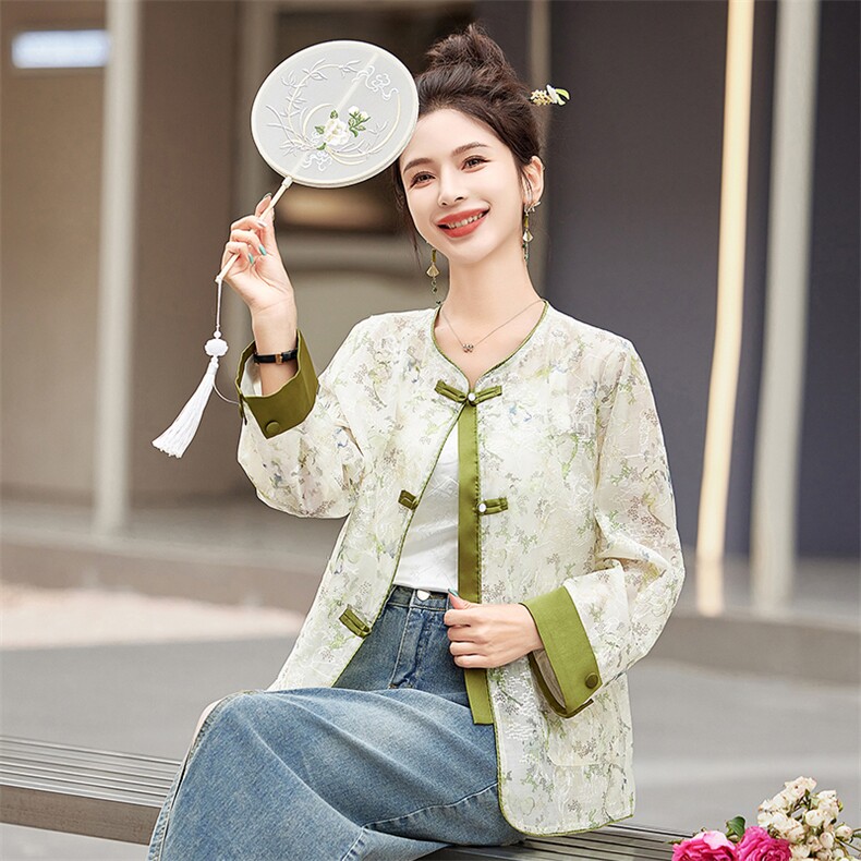 新中式国风防晒衣女夏季小个子宽松薄款复古刺绣镂空蕾丝开衫外套,女装防晒衣,难舍钰依