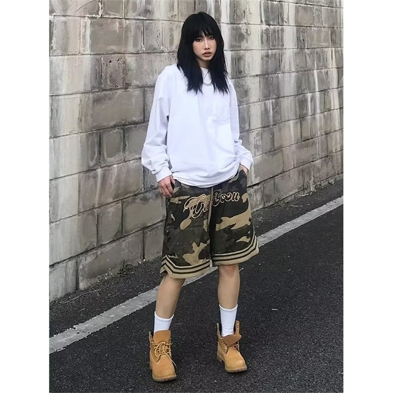 美式复古迷彩工装短裤男女2025夏季新款五分裤运动裤YDA15-P36,男装牛仔裤,星座208-5
