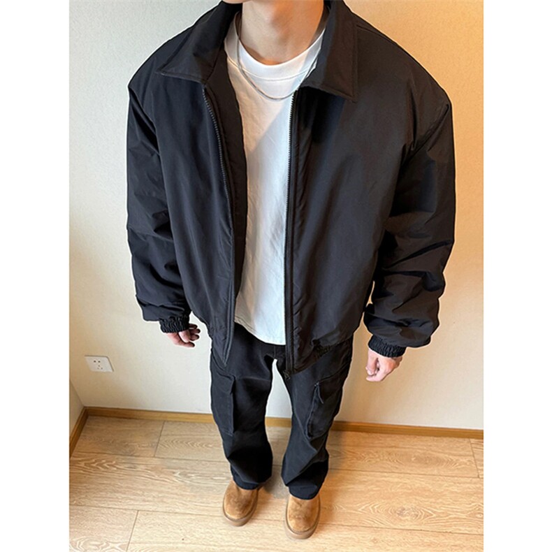 网图现货无拉链纯色版棉衣美式飞行夹克防水翻领棉服男A1088-P65,男装夹克,星座1505