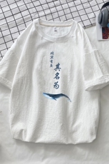 YT26261-P30风亚麻短袖t恤男大码五分袖男宽松七分袖，男装T恤，电商A040