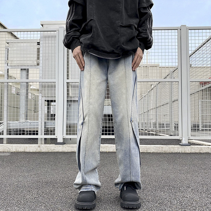 美式高街潮牌宽松直筒牛仔裤N369P65,男装牛仔裤,星座712