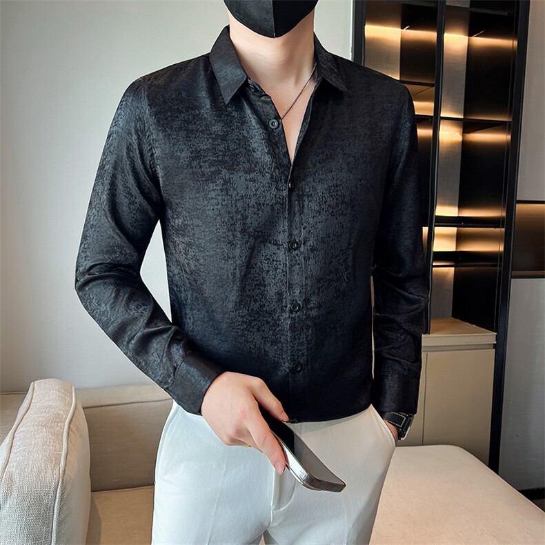 社会小伙店主风纯色长袖衬衫301A-1/CS511/P55，男装衬衫，星座301A-1