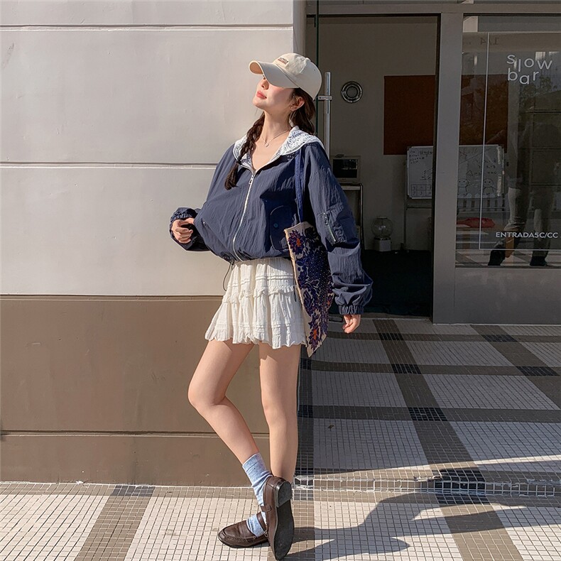 现货-蓝色蕾丝拼接外套203-8891-P145-K208,女装短外套,浙宝203